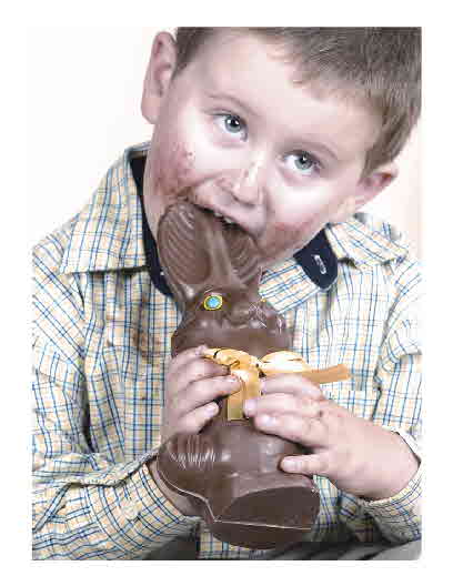 Boy easting Easter Choclate