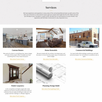 RJ Potter General Contractor website screenshot