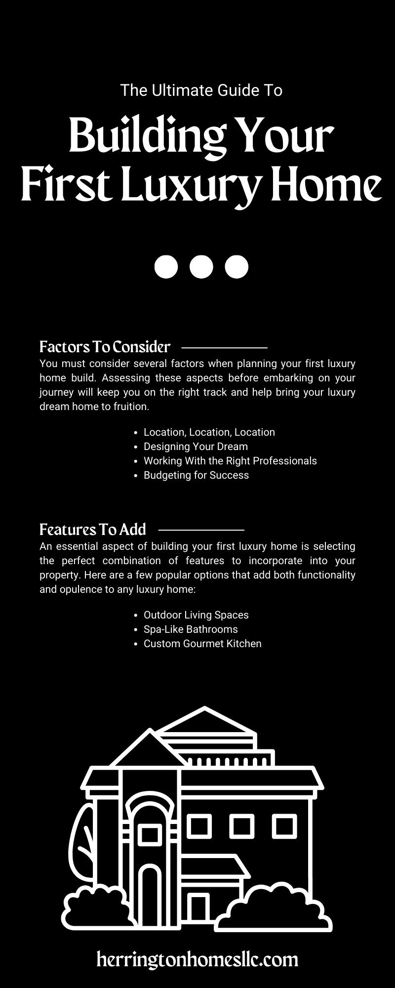 The Ultimate Guide To Building Your First Luxury Home The Ultimate Guide To Building Your First Luxury Home 8be343ce herringtonhomesllc 282317 building luxury home infographic1 Herrington Homes LLC The Ultimate Guide To Building Your First Luxury Home