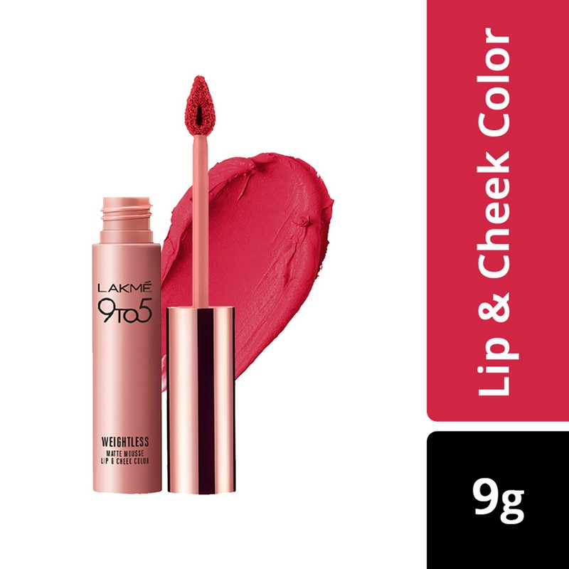 Lakme 9 To 5 Weightless Matte Mousse Liquid Lipstick & Cheek Color Pink Plush 9gm
Lakme 9 To 5 Weightless Matte Mousse Liquid Lipstick & Cheek Color Pink Plush 9gm