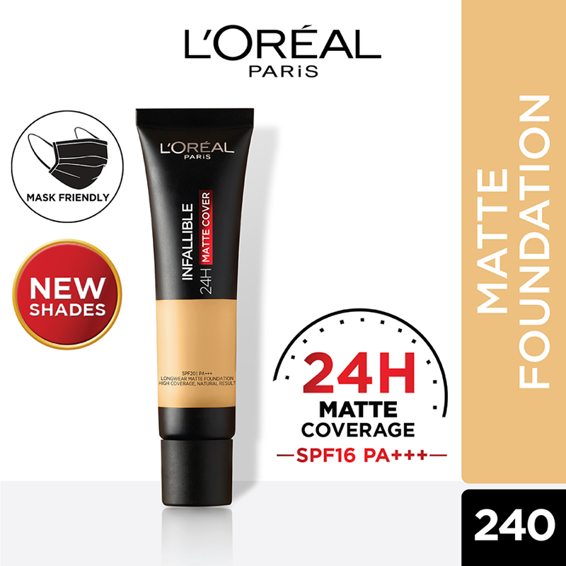 L'Oreal Paris Infallible 24HR Matte Cover Foundation 240 Natural Honey 35ml
L'Oreal Paris Infallible 24HR Matte Cover Foundation 240 Natural Honey 35ml