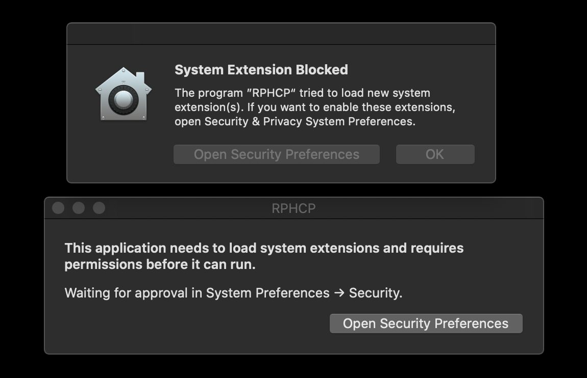 System Extensions Required