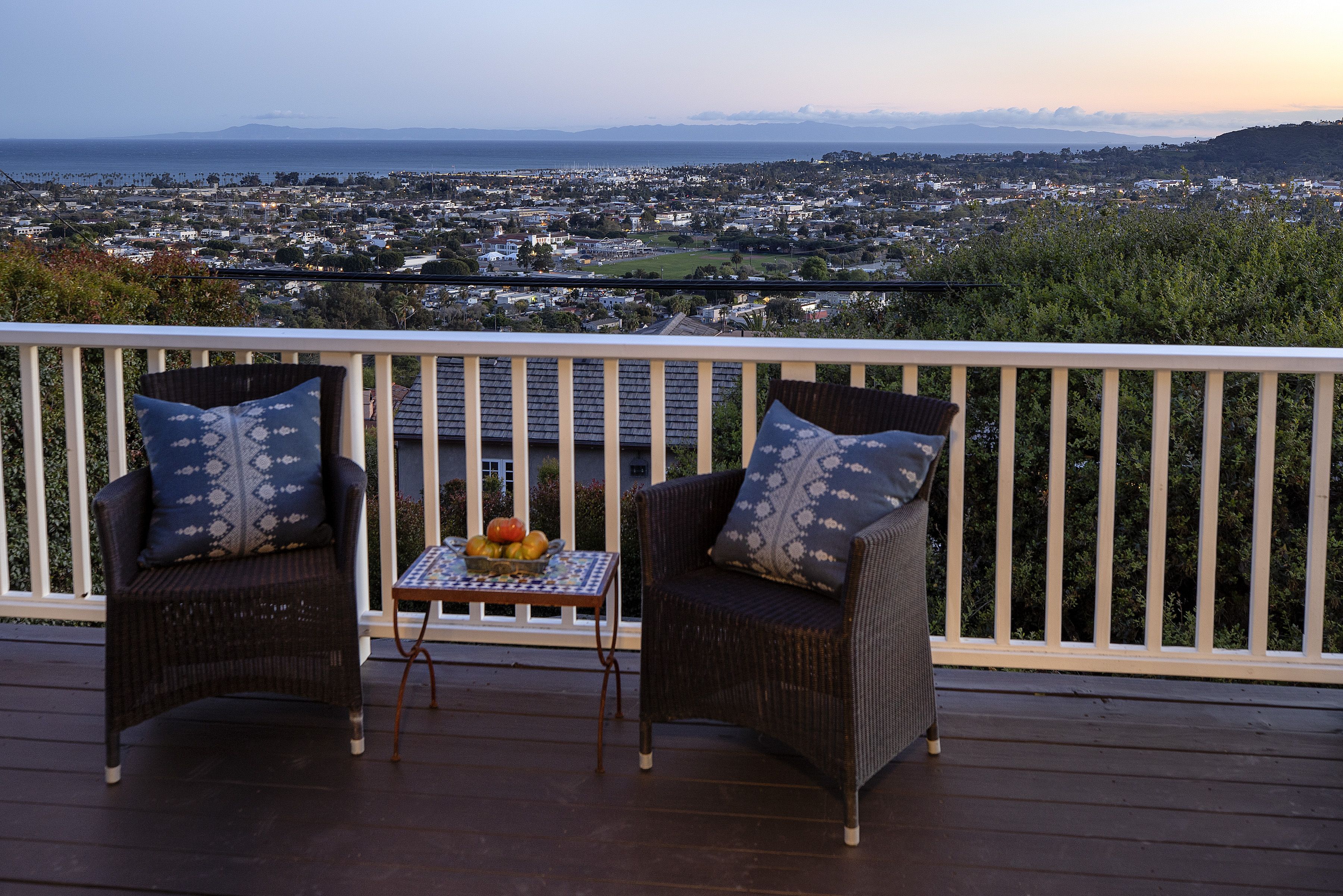 deck seating with view distant of ocean