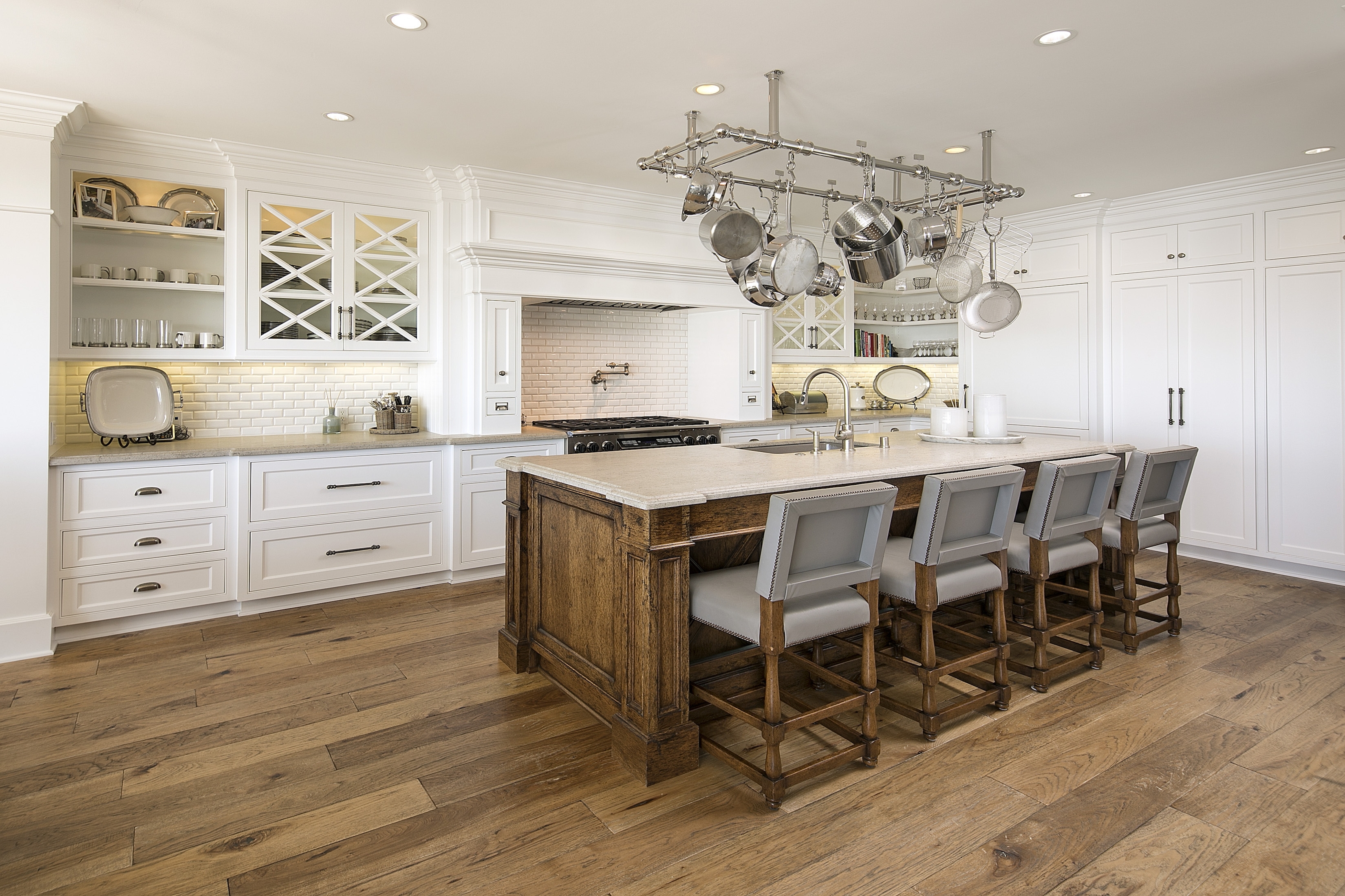 large open kitchen with bar seating