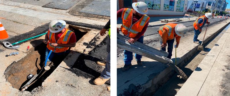 Image of construction work along the El Camino Real in August 2021