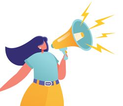 illustration of woman shouting on a megaphone