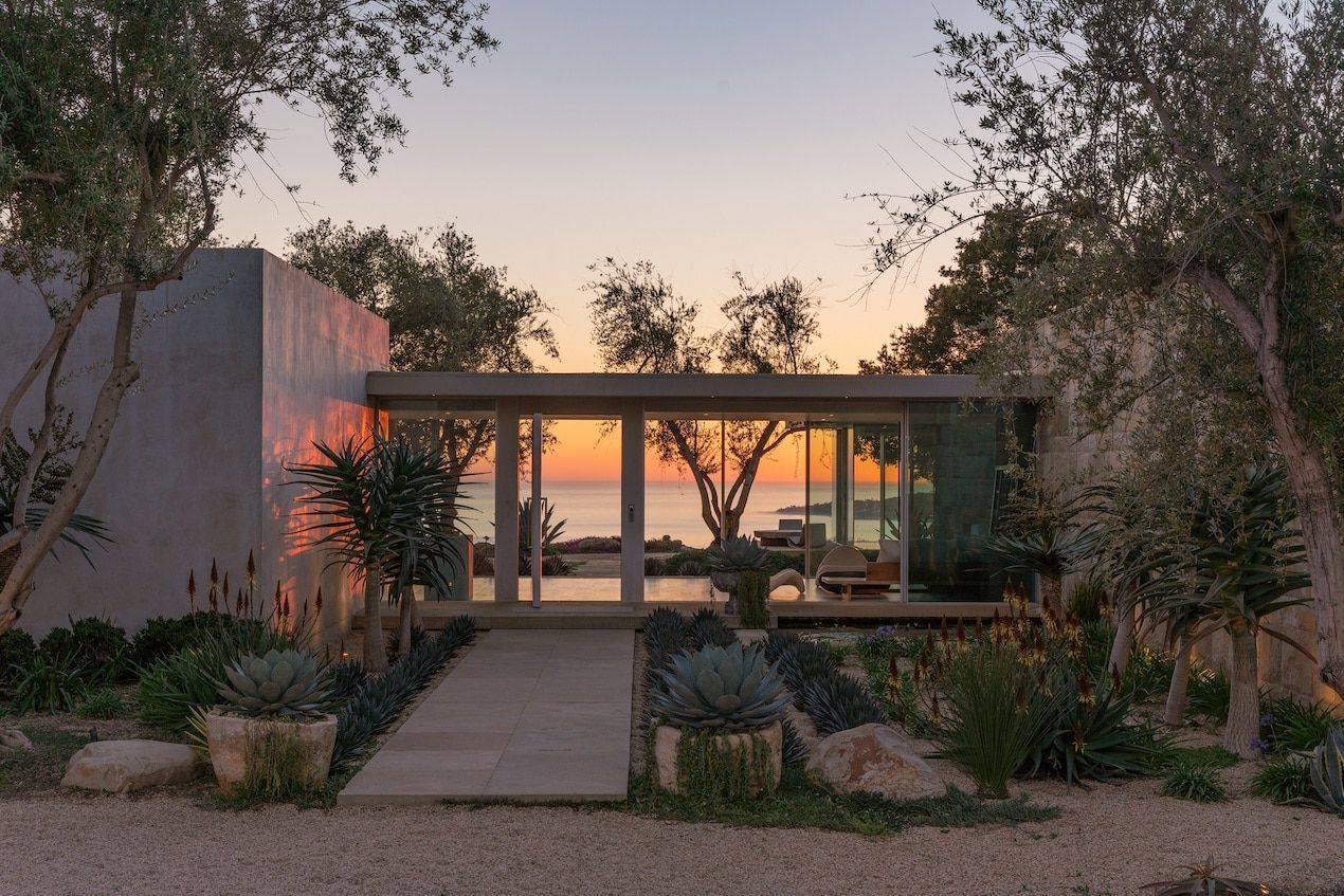 Sunset behind a luxury home in Santa Barbara