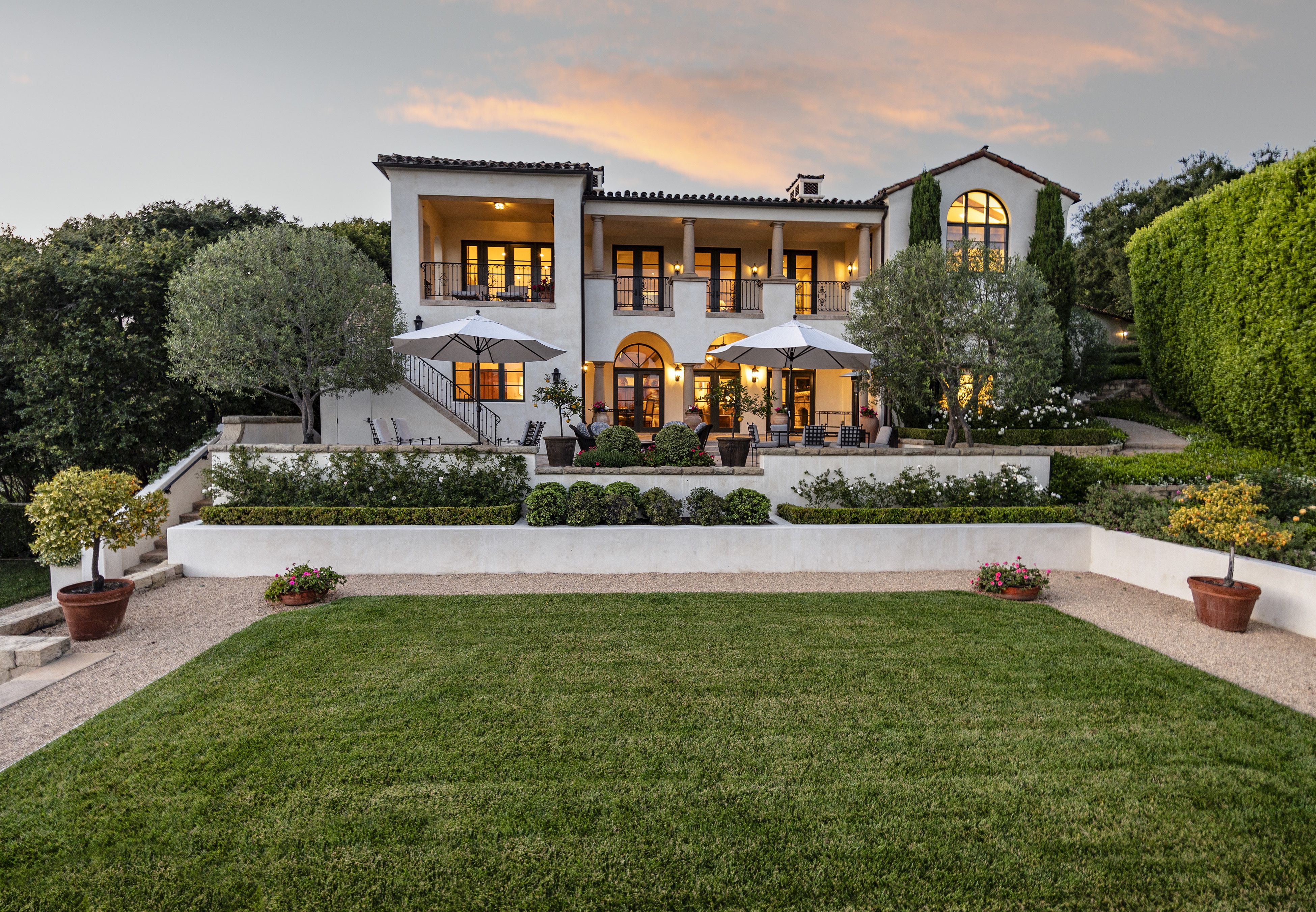 A Montecito luxury home at twilight