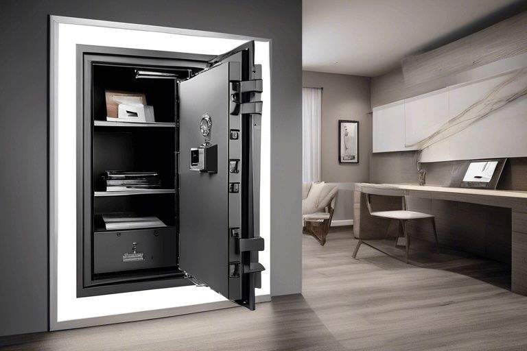 A large safe open inside a luxury home's office.