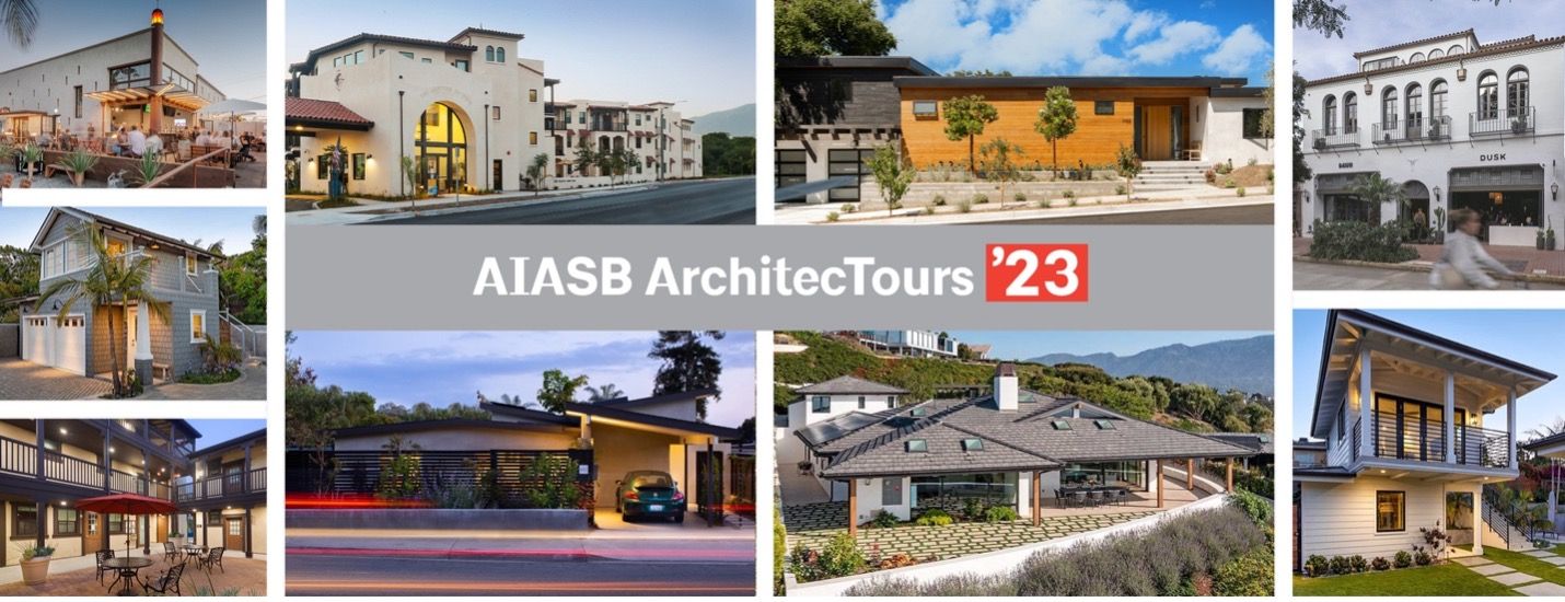 A collage of 8 residence photos representing what people will see when they attend ArchitecTours 2023