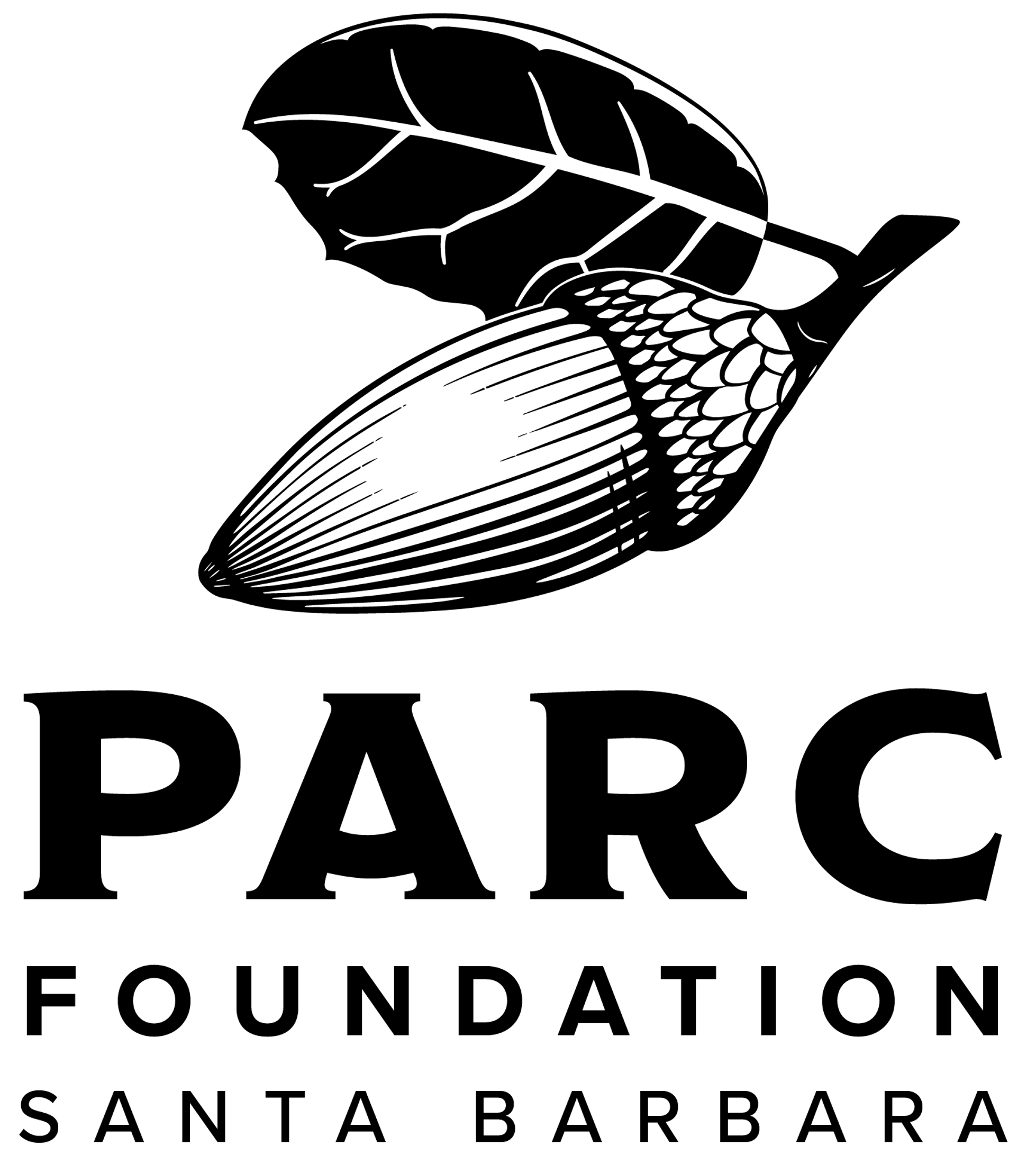 Logo for PARC Foundation of Santa Barbara with a big acorn at the top