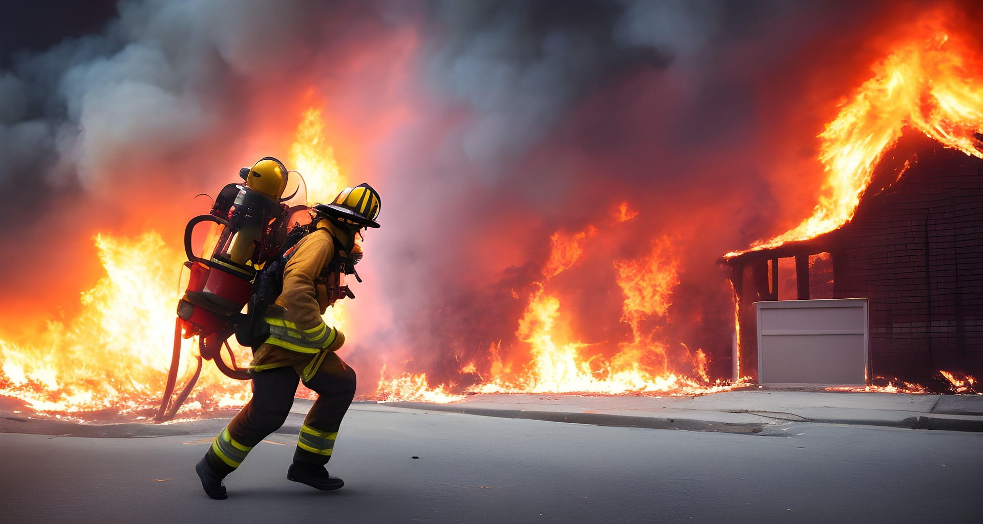 A private firefighter trying to save a home.
