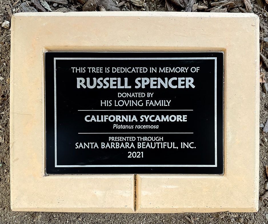 A commemorative plaque from Santa Barbara Beautiful