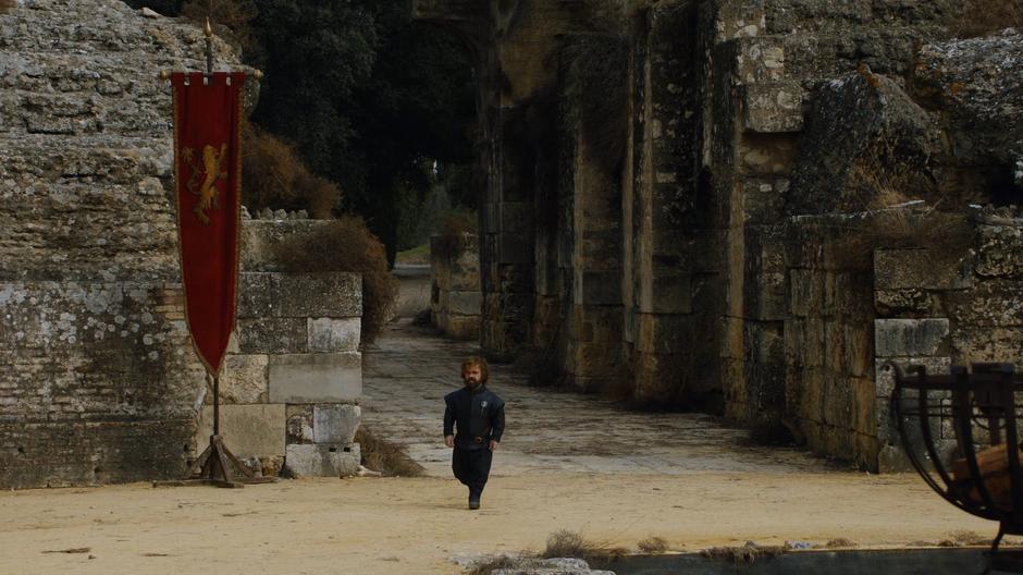 Tyrion walks back in after talking with his sister.