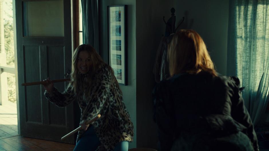 Waverly attacks the Widow Mercedes with to broom handle she broke in half.