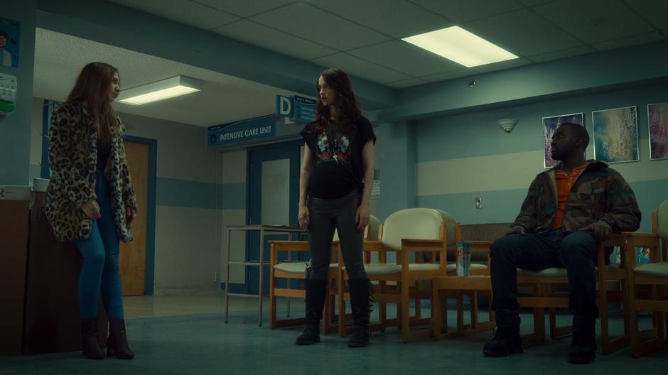 Wynonna and Dolls listen to Waverly say what happened in the waiting room.
