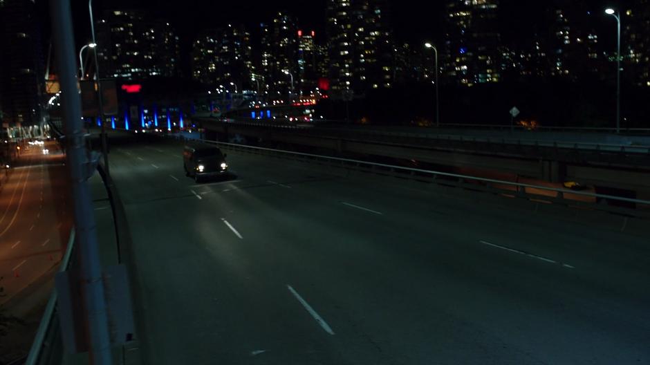 Black Siren's van drives down the viaduct away from downtown.