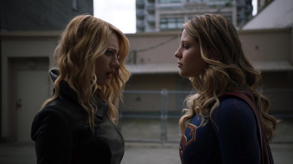 Psi looks shocked as she realizes her powers are not working on Kara.