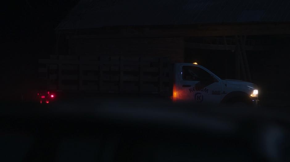 Sheriff Hobbs sees a mysterious truck driving into the barn.