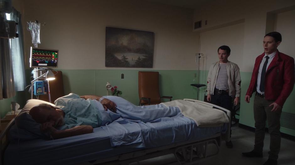 Todd and Dirk try to talk to Arnold Cardenas who is lying on his hospital bed.