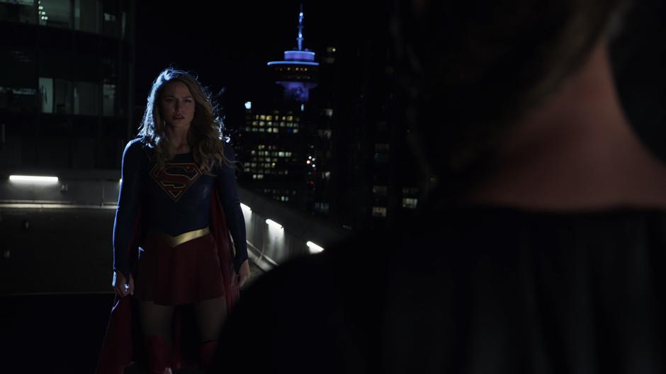 Kara confronts Reign on the roof of Catco.