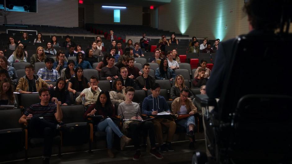 Barry sits in on one of Clifford DeVoe's lectures.