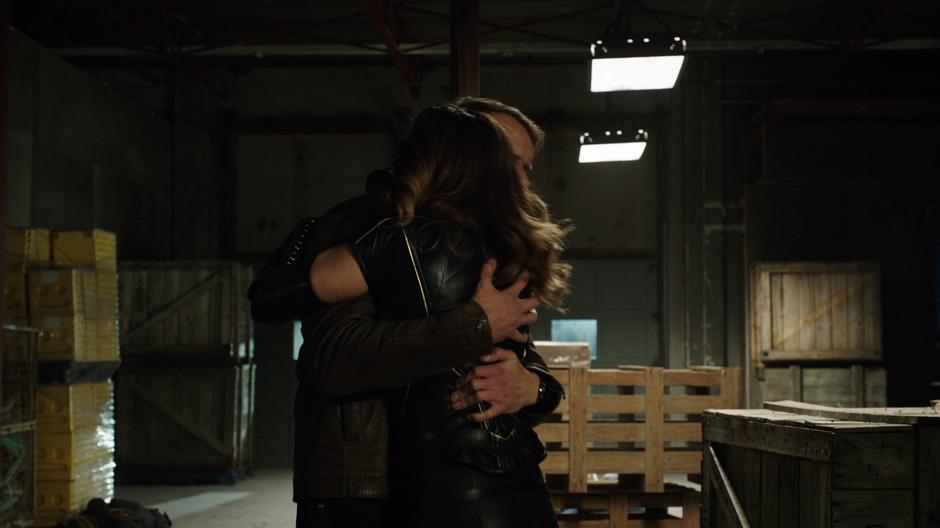 Vincent hugs Dinah after they are reunited.