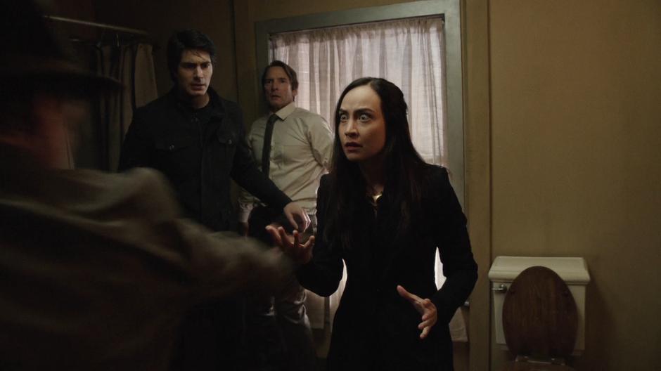 Nora is shocked when her magic doesn't work on one of the guards while trying to defend Ray and Dr. Vogal.