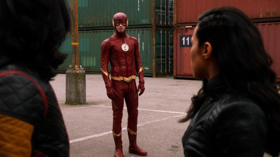 Barry tells Cisco and Cynthia to stop arguing.