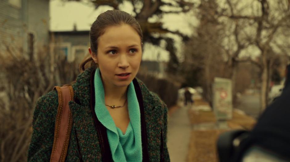 Waverly looks up at Nicole after Nicole got annoyed over their misunderstanding.