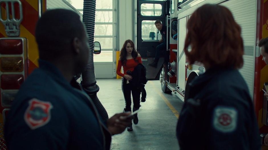 Wynonna does her walk of shame towards Nicole while Charlie steps out of the truck.