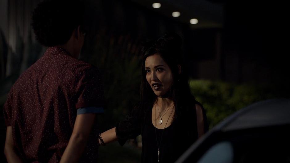 Nico tells Alex that she is going inside after he kisses her.
