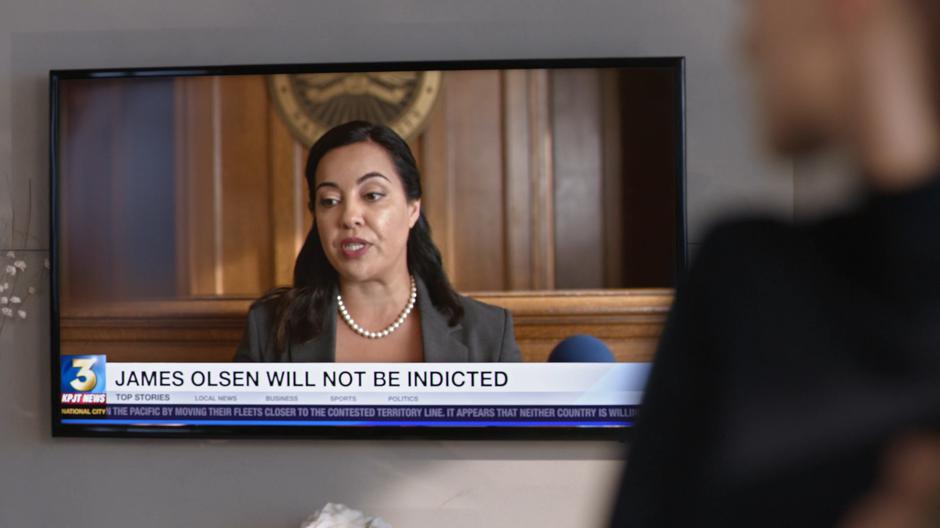 D.A. Diaz announces on the news that she will not be indicting James.