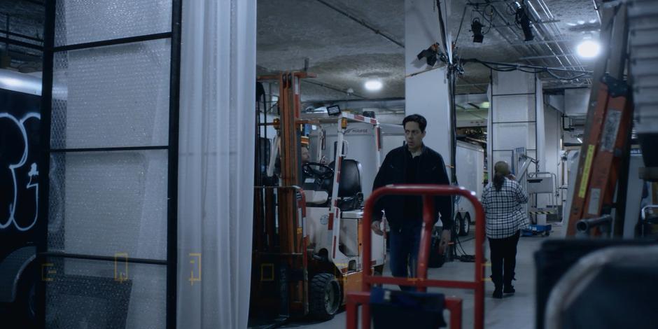 Daniel Sosa walks through the studio's loading dock.