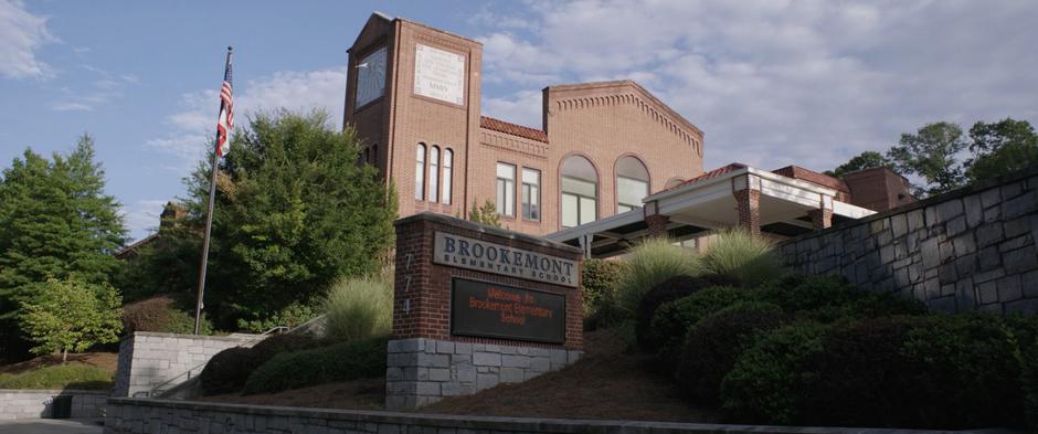 Establishing shot of the exterior of the school.