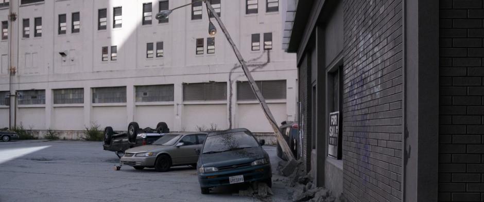 A line of ants leads from the front door of the lab to an adjacent building.