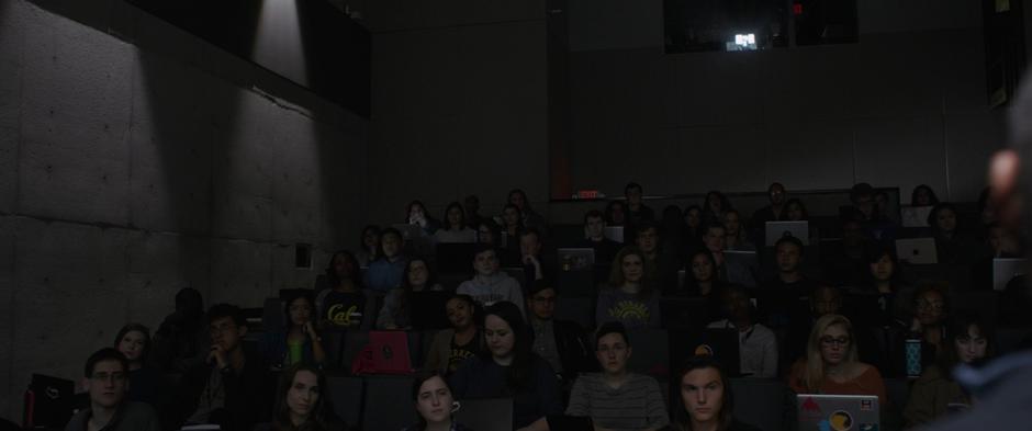 Students listen to Bill Foster's lecture.