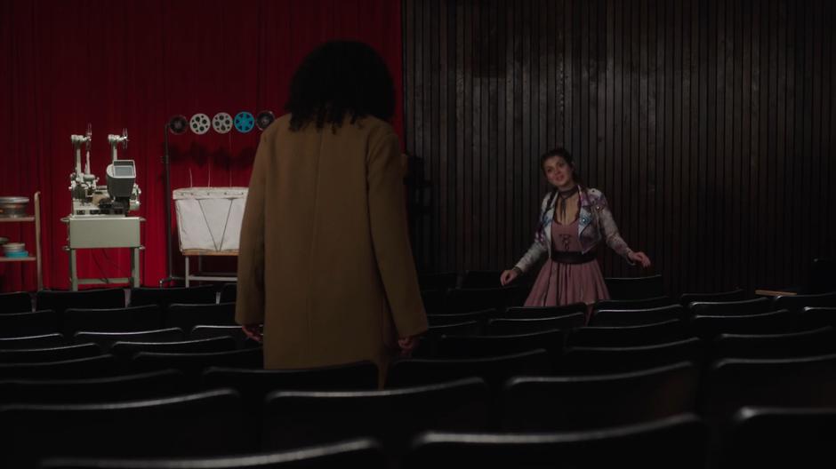 Macy confronts Chloe in the screening room.