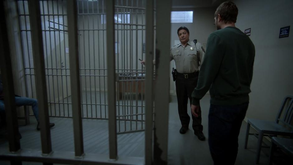 Dale shows Ben into the cell where Calvin and Xander are already waiting.