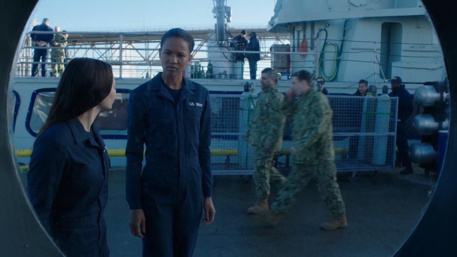 Ryn looks at Maddie and asks about the submarine.
