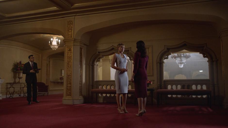 Kara's tearful confession to Lena is interrupted by someone telling them it is time to start the ceremony.