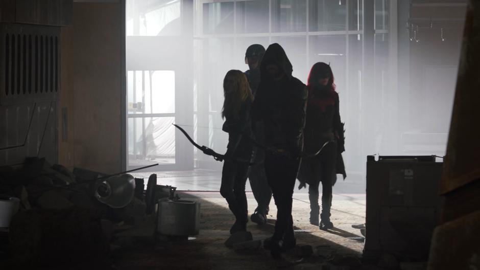 Mia, Ray, Oliver, and Kate enter the Spire lobby.