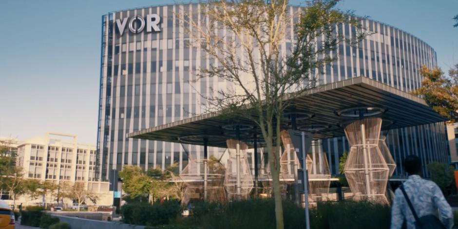 Establishing shot of the Vor headquarters during the day.