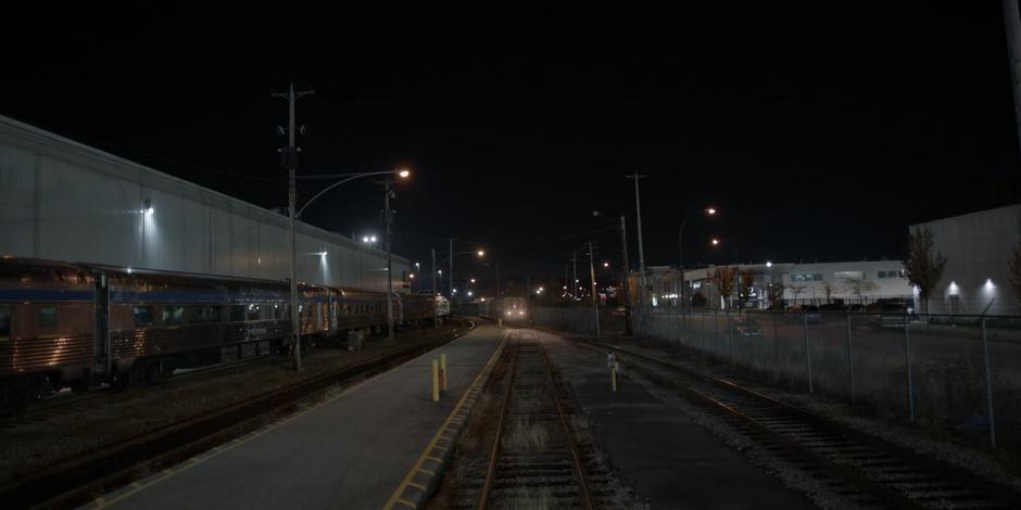 The train races down the rails towards the last station.