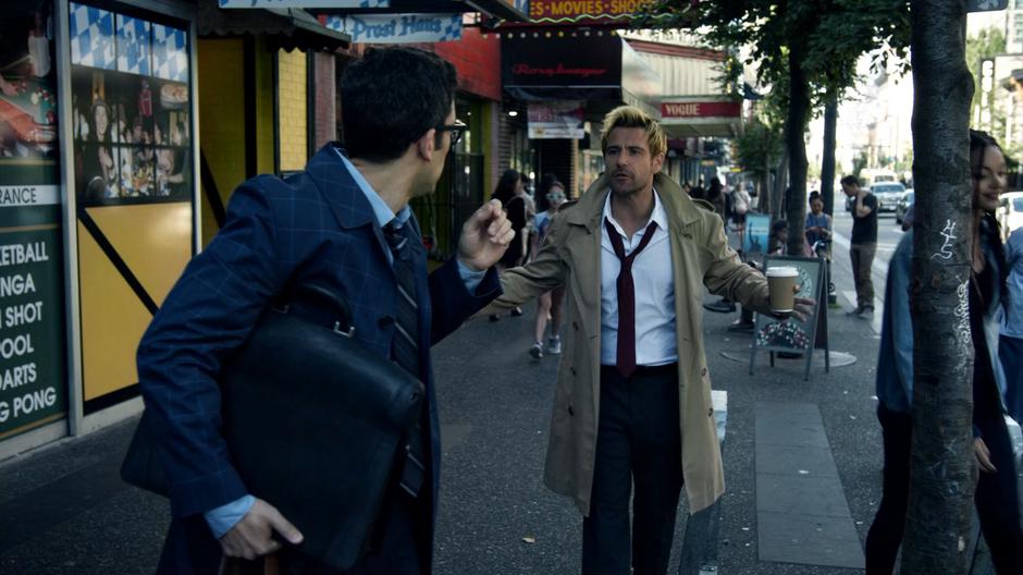Constantine tells Gary to stop talking to the camera and follow him.