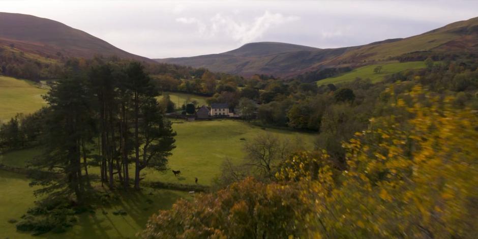 Patrick & Meg's home sits in a green farming valley.