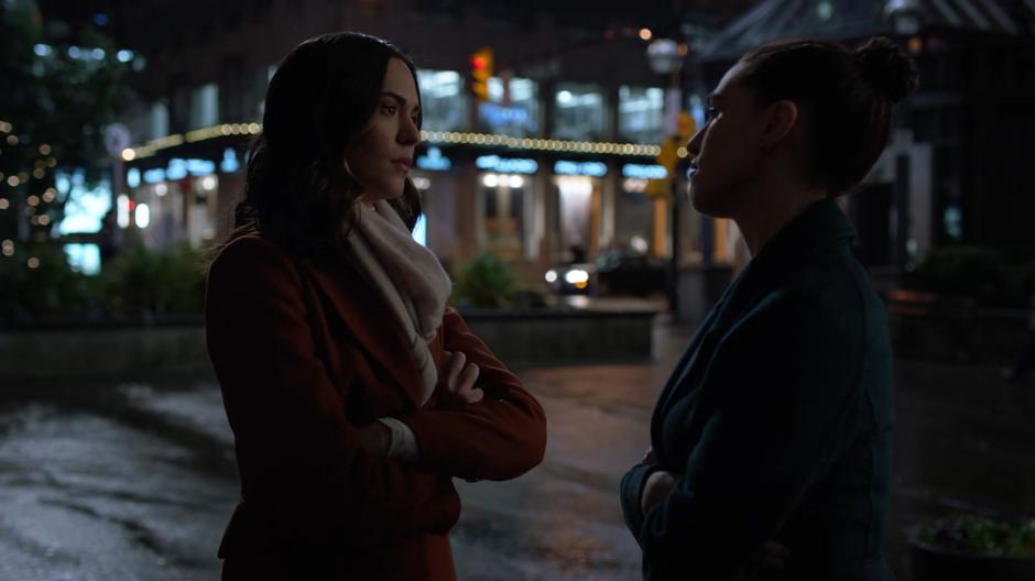 Sam stops Lena to reassure her that she was never a villain.