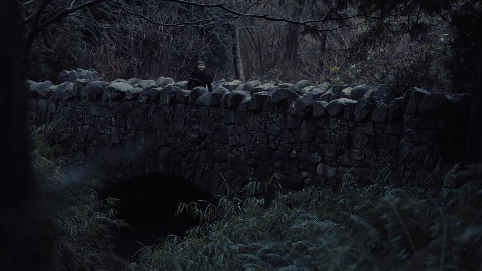 Maggie calls out to warn Mel as she is standing on a bridge nearby.