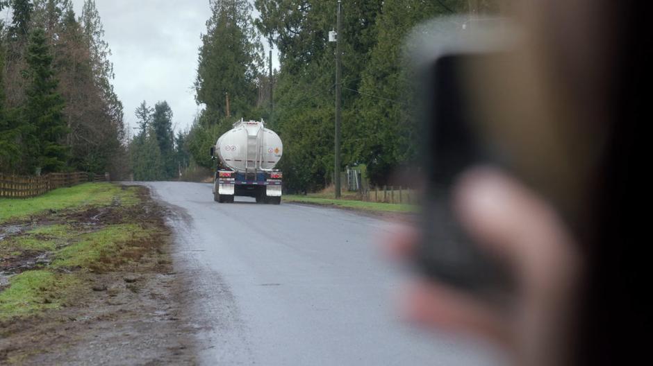 CJ Grant records the runaway truck driving past.