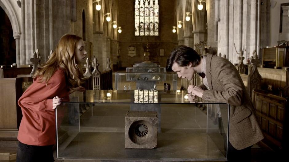 The Doctor locates a box with a message on it from River.